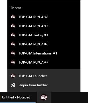 TOP-GTA Лаунчер в панели задач